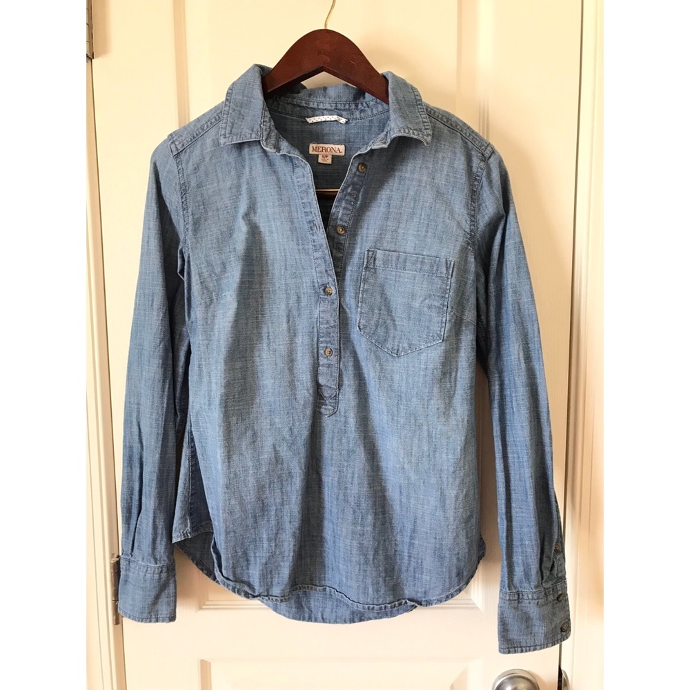 Jean Half Button Down Top
